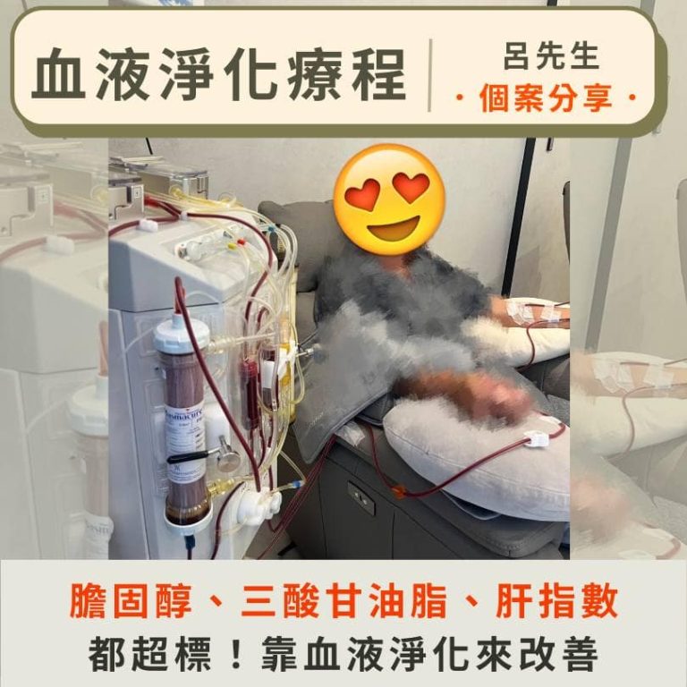 血液淨化後可以有效改善膽固醇/三酸甘油脂/肝指數。